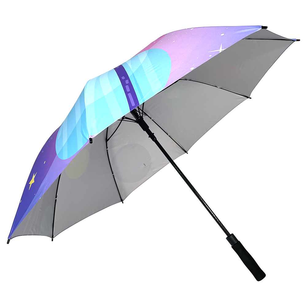 Ovida 27inch Regen- en zonnige golfparaplu met sterk winddicht frame schattig design zilveren coating voor dames dames