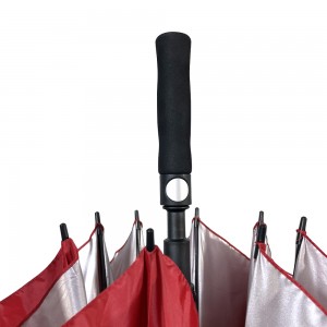 Ovida 27-инчен голф чадор од 8 ребра Целосно фиберглас за промоција логото Приспособена сребрена обвивка за чадор
