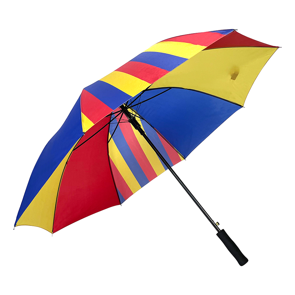 Ovida 27-tolline golfi vihmavarju värviline liimimiskangas kohandatud logotrükiga EVA pehme käepide