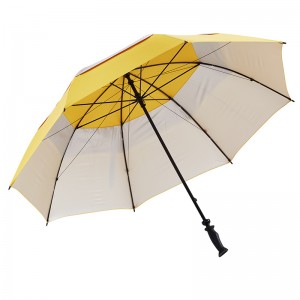 Ovida håndåbning tilpasset lige håndtag paraply Dobbelt luftventilerede golfparaplyer