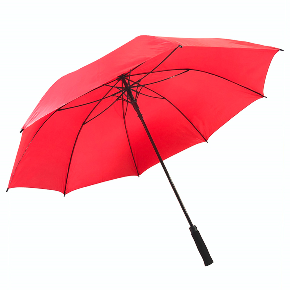Proveedor de sombrillas para exteriores impermeables Ovida, compre sombrillas de grado superior a prueba de viento, diseñador de regalo, sombrilla recta roja para lluvia