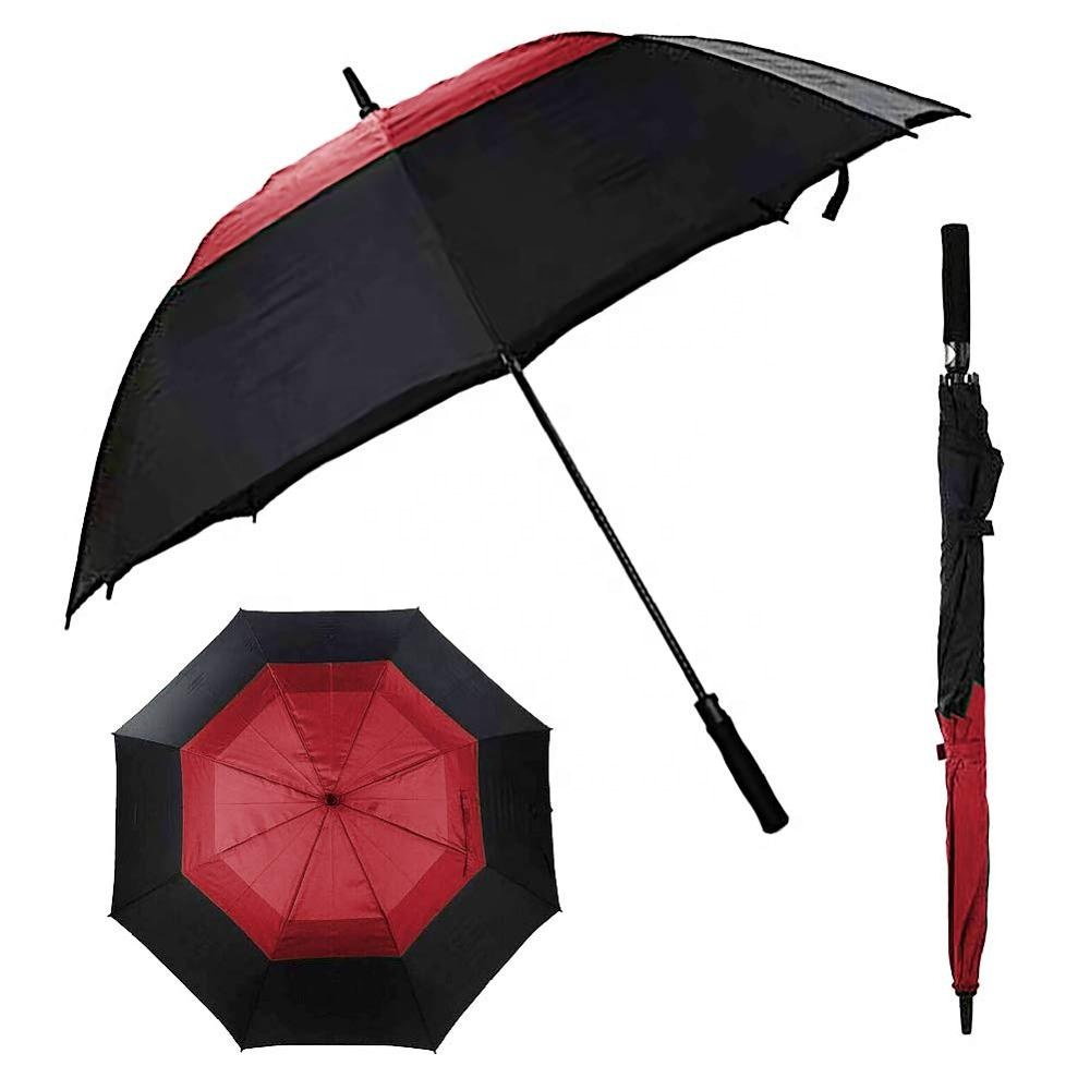 Ovida Factory Wholesale Persoanlikheid Sublimaasje dûbele luifel Golf Umbrella Custom Logo Prints Promotional Umbrella