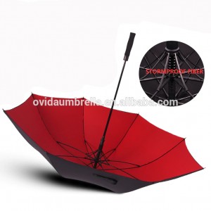 Ovida Factory Umbrella Manufacturer ශක්තිමත් සුළං ප්‍රතිරෝධී ජලයට ඔරොත්තු දෙන ගුණාත්මක සුඛෝපභෝගී තට්ටු දෙකේ ගොල්ෆ් කුඩ