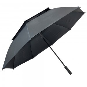 Logo e personalizuar e ombrellës së golfit të pathyeshme me dorezë gome të nivelit të lartë 30 inç me kornizë të dyfishtë kundër erës