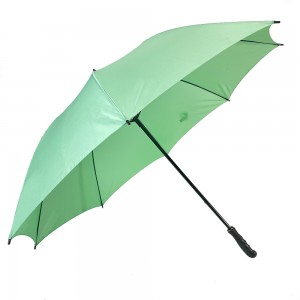 Ovida vēja necaurlaidīgs stikla šķiedras rāmis liels svaigs zaļš vēja necaurlaidīgs taisns golfa nūjas lietussarga pielāgots logotipa apdruka