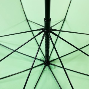 Estructura de fibra de vidre a prova de vent d'Ovida Paraigua recte a prova de vent de color verd fresc amb logotip personalitzat