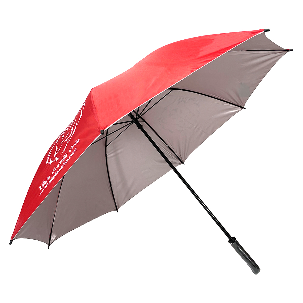 Ovida Manual Hand Opening Cheapest Golf Umbrella Red Silver UV Coating Umbrellas Cheaper In China