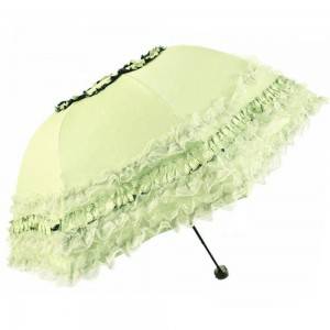 Umukara UV Uhebuje Utwikiriye Umuyoboro wa Lace 2 Fold Metal Shaft Impano Umbrella