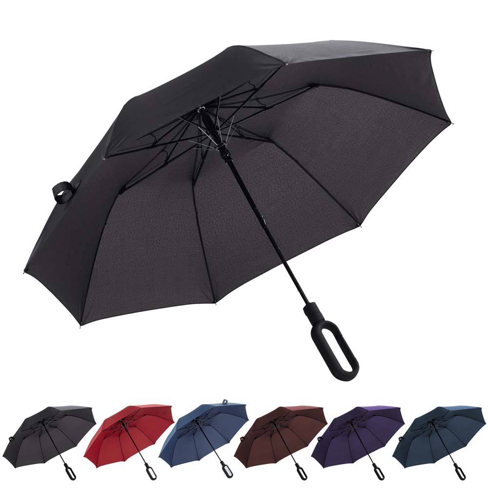 El mejor precio para un paraguas de sombra portátil: 23 pulgadas, 8 varillas, diseño de mango en forma de O, varios colores, paraguas de apertura automática de 2 pliegues - DongFangZhanXin