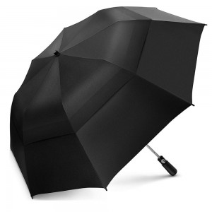 Ovida oanpaste loftventilearre 2 opklapbere golfparaplu's foar promosjonele oanpaste paraplu