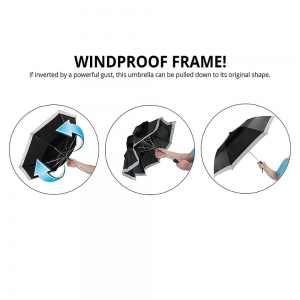 Payung Ovida 2 bagian dengan perpipaan reflektif custom kualitas tahan angin dua payung lipat