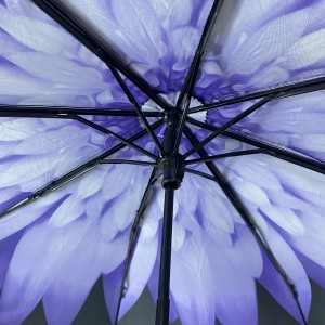 OVIDA drei faltbarer Blumenschirm mit schwarzer Beschichtung, UV-Schutz, Sonnen- und Regenschirm