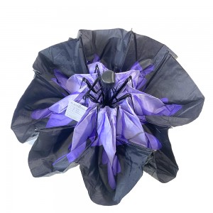 OVIDA tri faldeblaj floroombrelo nigra tegaĵo UV protekto suno kaj pluvo pluvombrelo