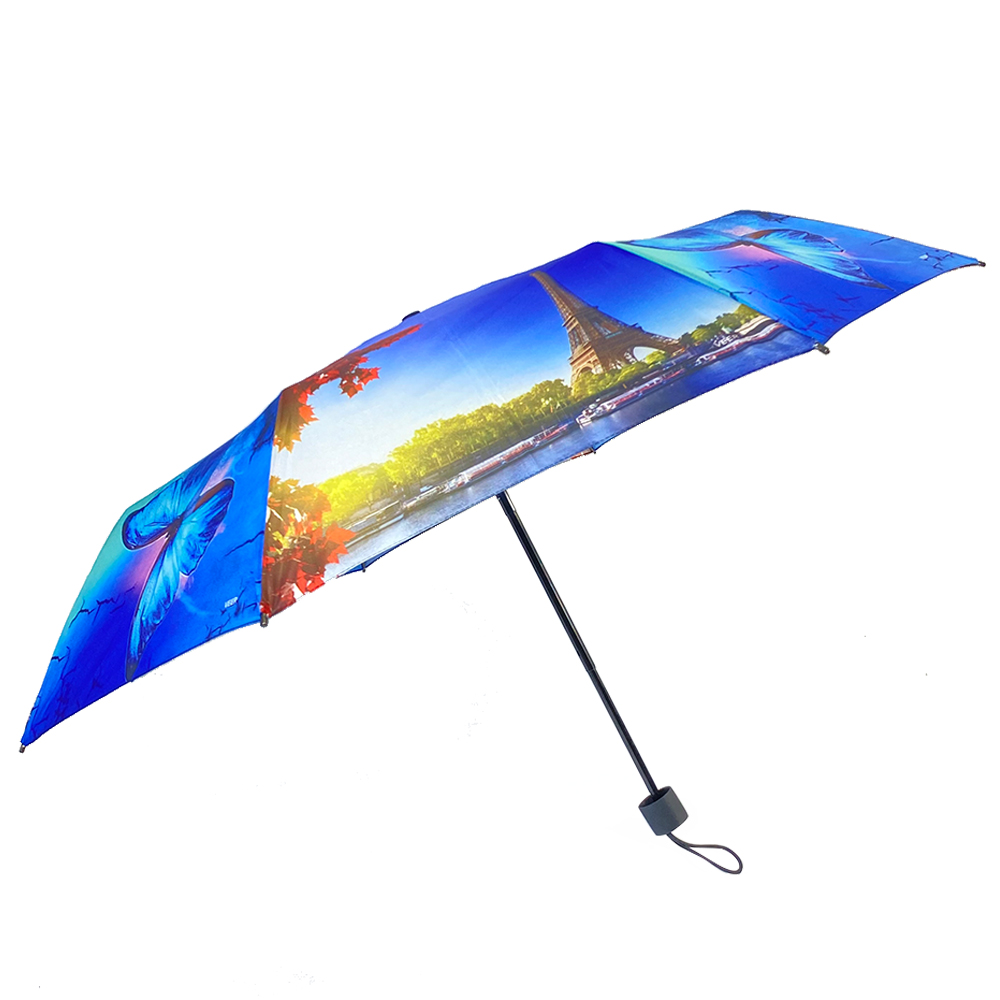 OVIDA tatlong natitiklop na makukulay na payong ng mga babae na India style sun at rain umbrella