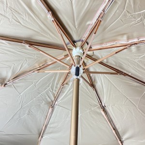 OVIDA trijų sulankstomas itin lengvas moteriškas skėtis su rožinės spalvos šampano spalvos skėtis