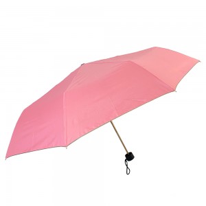 OVIDA tre-foldelig super let dameparaply farverig med pink champagnefarve paraply