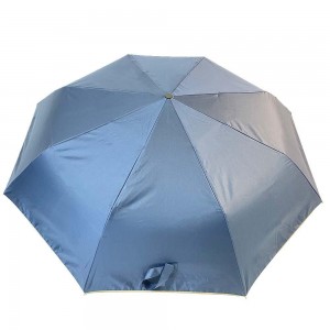 Γυναικεία ομπρέλα τριών πτυσσόμενων σούπερ ελαφριά πολύχρωμη OVIDA με μπλε σαμπανιζέ ομπρέλα