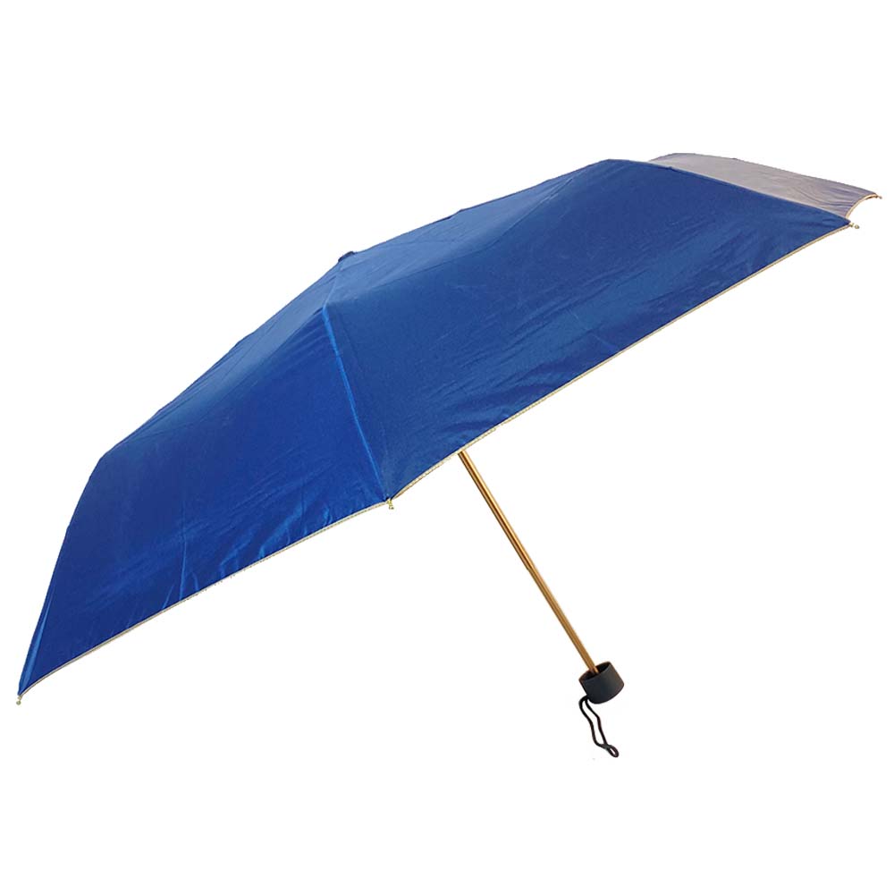 OVIDA tre-foldelig super let dameparaply farverig med blå champagnefarve paraply