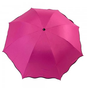 OVIDA tre ombrelli pieghevoli a forma di fiore Ombrello con rivestimento UV nero con design personalizzato