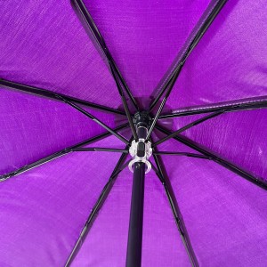 OVIDA ʻekolu hoʻoluliluli hoʻoluliluli ʻeleʻele alumini a me ka pongee lole umbrella kaulana