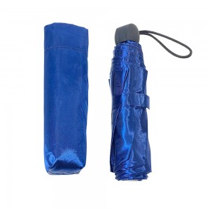 OVIDA guarda-chuva três dobrável eixo de alumínio preto e guarda-chuva de tecido pongee azul brilhante
