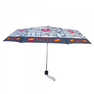 OVIDA 3 folding promotional umbrella manual open umbrella na may custom na disenyo ng logo