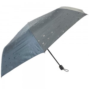 OVIDA तीन फोल्डिंग काळी छत्री सानुकूल लोगो डिझाइन मॅन्युअल खुली छत्री स्वीकारते