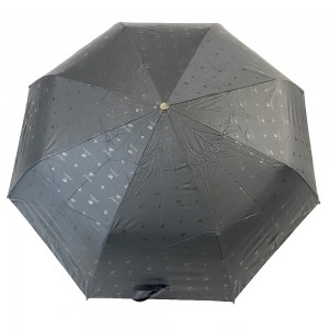 Tri skladací čierny dáždnik OVIDA akceptuje vlastný dizajn loga manuálne otvorený dáždnik