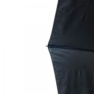 OVIDA tiga payung lipat hitam menerima desain logo kustom payung terbuka manual