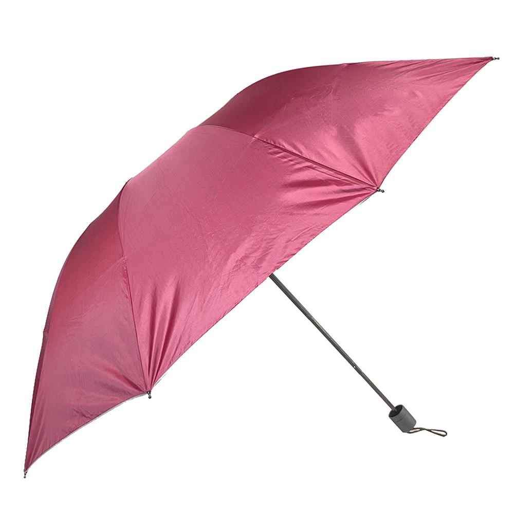 Paraguas plegable OVIDA 4 de gran tamaño, manual, abierto y con revestimiento plateado.