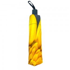 OVIDA sunflower design digital printing murang promotional advertising 3 folding gift umbrella