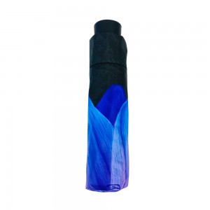 OVIDA sininen kukka-akvarellimaalaus automaattinen sateenvarjo sateen kokoontaitettavalle sateenvarjolle 8-nauhaiset ulkosateenvarjot
