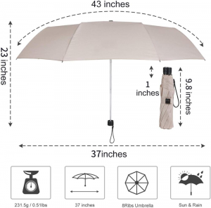 OVIDA Gaya Popular 21″ payung terbuka dengan tangan Payung Lipat Perjalanan Ringan untuk Lelaki dan Wanita