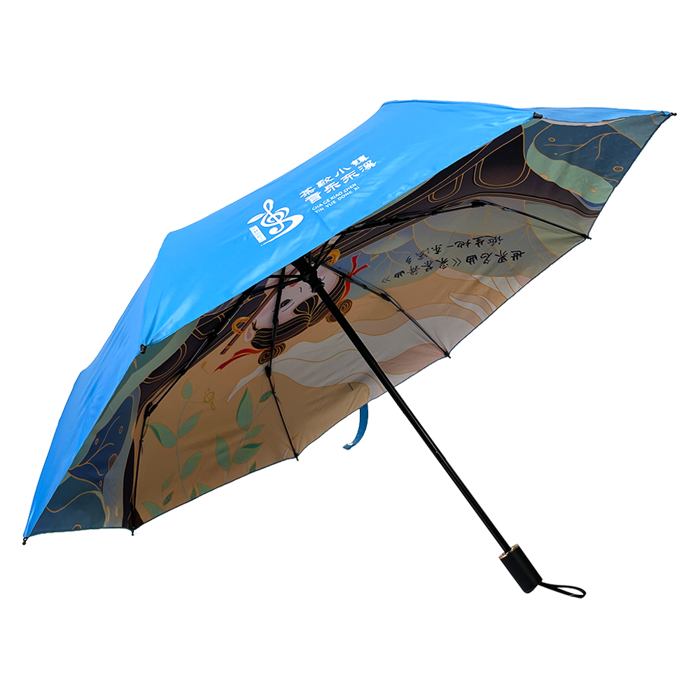 OVIDA Travel Compact Telescopic Portable Reş UV Umbrella Vinyl di hundurê de çapa çenteya çanda çînî Umbrella