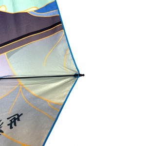 OVIDA Travel Компактен телескопичен преносим черен UV чадър Винилов вътрешен печат китайската култура чанта Чадър