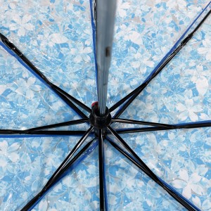 OVIDA شفاف دستی کھلی چھتری نیلے پھول فولڈنگ یونیسیکس بیرونی سفر سادہ پورٹیبل چھتری