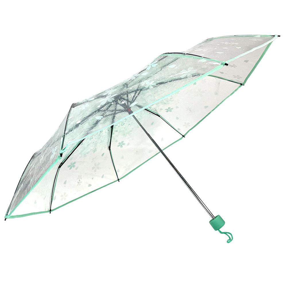 ओविडा स्वच्छ छत्र्या पारदर्शक सी थ्रूट अंब्रेला प्लास्टिक पीव्हीसी छत्री साकुरा छत्री फोल्डिंग