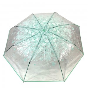 OVIDA 3-voudige POE-paraplu helder transparante paraplu op maat gemaakt ontwerp en logo-opdruk