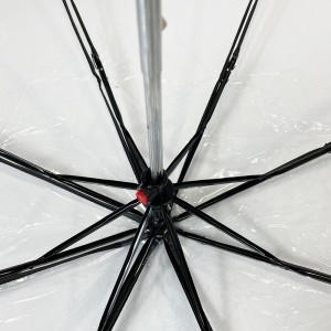 Ovida 3 Folding Customized Transparent Regenschirm Manuell Open Kompakt Kleng Mini Kuerz Plastik kloer Regenschirmer