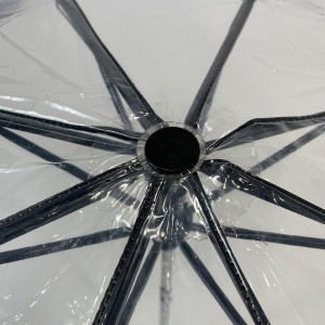 Ovida 3Folding Customized Transparent Umbrella Phau Ntawv Qhib Compact Me Mini Luv Yas Clear Umbrellas