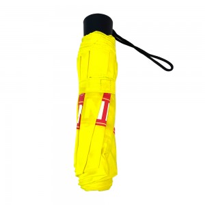 OVIDA 3 salokāms manuāli atvērts reklāmas lietussargs dzeltens lietussargs ar pielāgotu logotipa dizainu