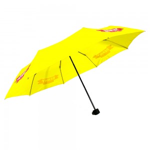 OVIDA 3 sulankstomas rankinis atviras reklaminis skėtis geltonas skėtis su pritaikytu logotipo dizainu