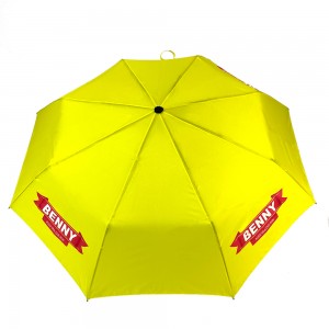 ОВИДА 3 ручни отворени промотивни кишобран жути кишобран са прилагођеним дизајном логотипа