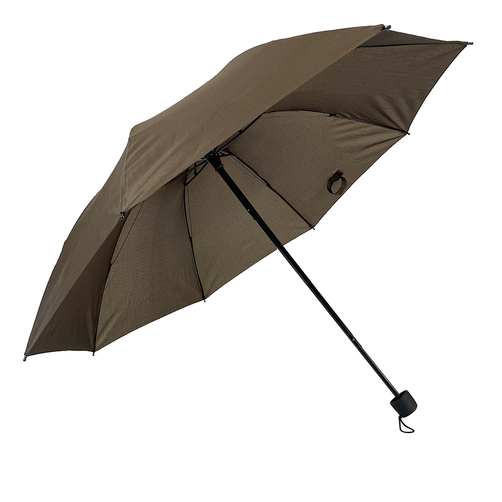 OVIDA 3 opklapbere klassike paraplu metalen skacht en pongee stof mei hânmjittich iepen