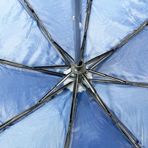 OVIDA murang Eco-friendly soft polyester fabric solid color navy blue 3 fold umbrella para sa supermarket