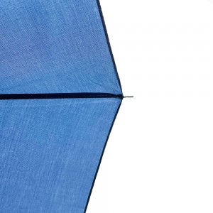 OVIDA евтин, екологично чист мек полиестерен плат, плътен цвят, тъмносин 3-сгъваем чадър за супермаркет