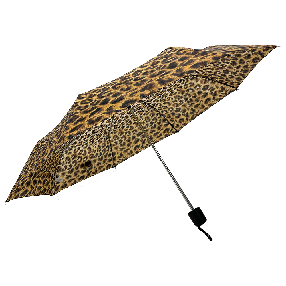 OVIDA kampanjegave Kompakt Vanntett Reise Sammenleggbar Leopard Spot Bærbar paraply med klar trykk