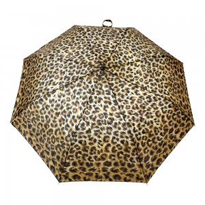 Reklamný darček OVIDA Kompaktný vodeodolný cestovný skladací prenosný dáždnik s čírou potlačou Leopard Spot