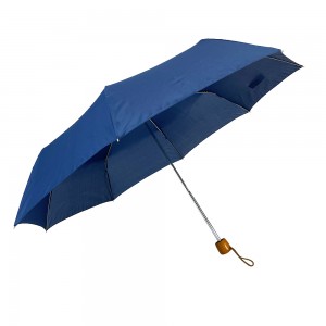 OVIDA 3 hopfällbart paraply manuellt öppet regnparaply med högkvalitativt trähandtag