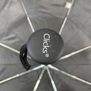 OVIDA 3 sammenleggbar paraply svart pongee-stoff og metallramme tilpasset logoparaply